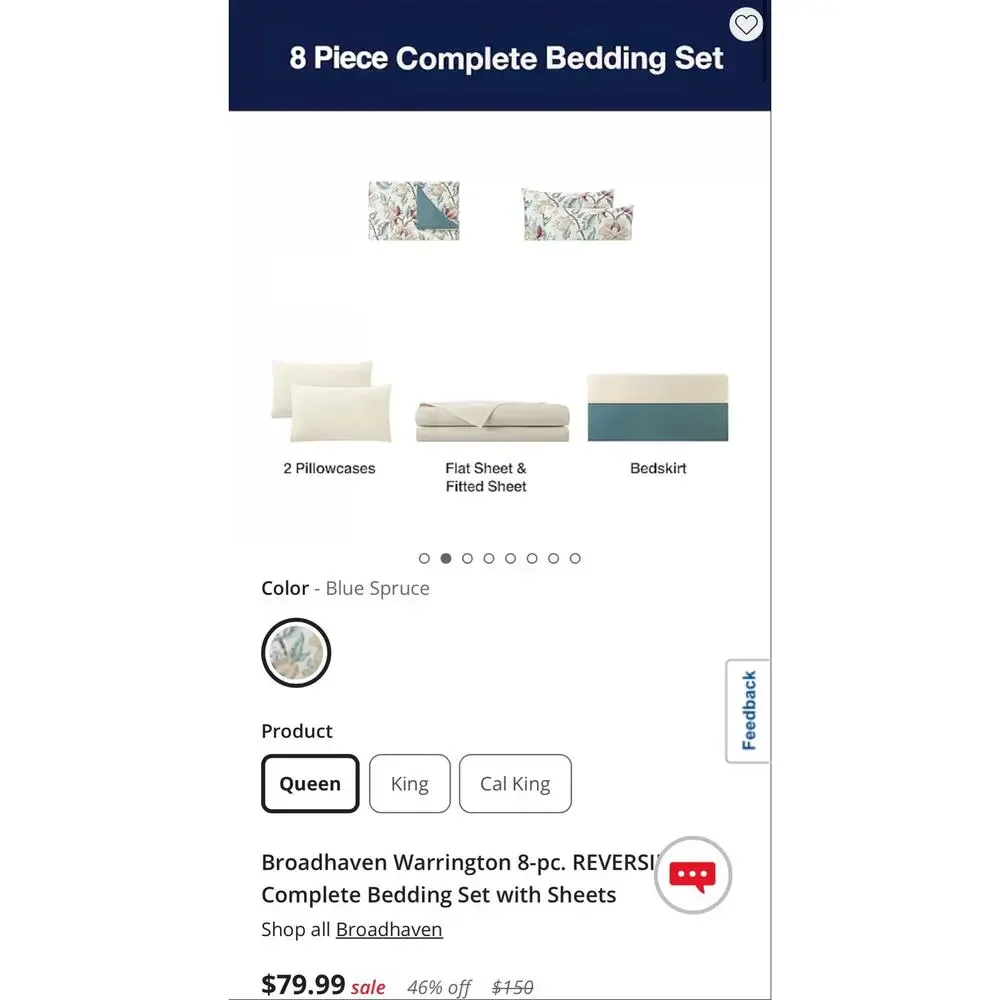 NEW! Broadhaven Warrington 8PC Complete Bedding Set with Sheets Queen
